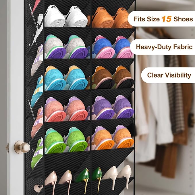 20-30 Pairs Over the Door Shoe Organizer, 10-Tier Door Shoes Rack, Handing
