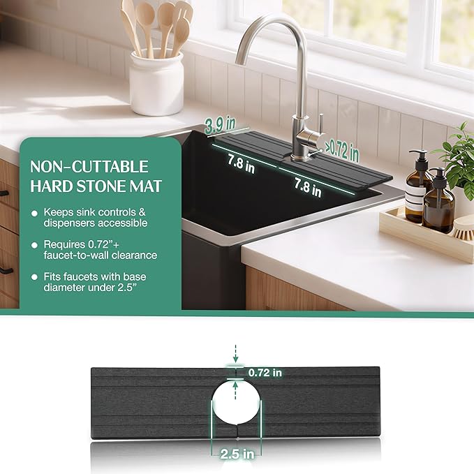 Stone Faucet Mat for Kitchen Sink Splash Guard 15.7" x 3.9"