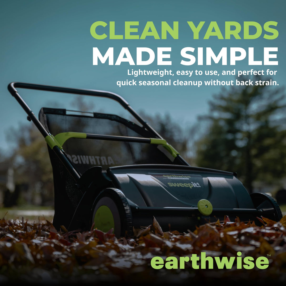 Earthwise LSW70021 21-Inch Width Leaf & Grass Push Lawn Sweeper, Black