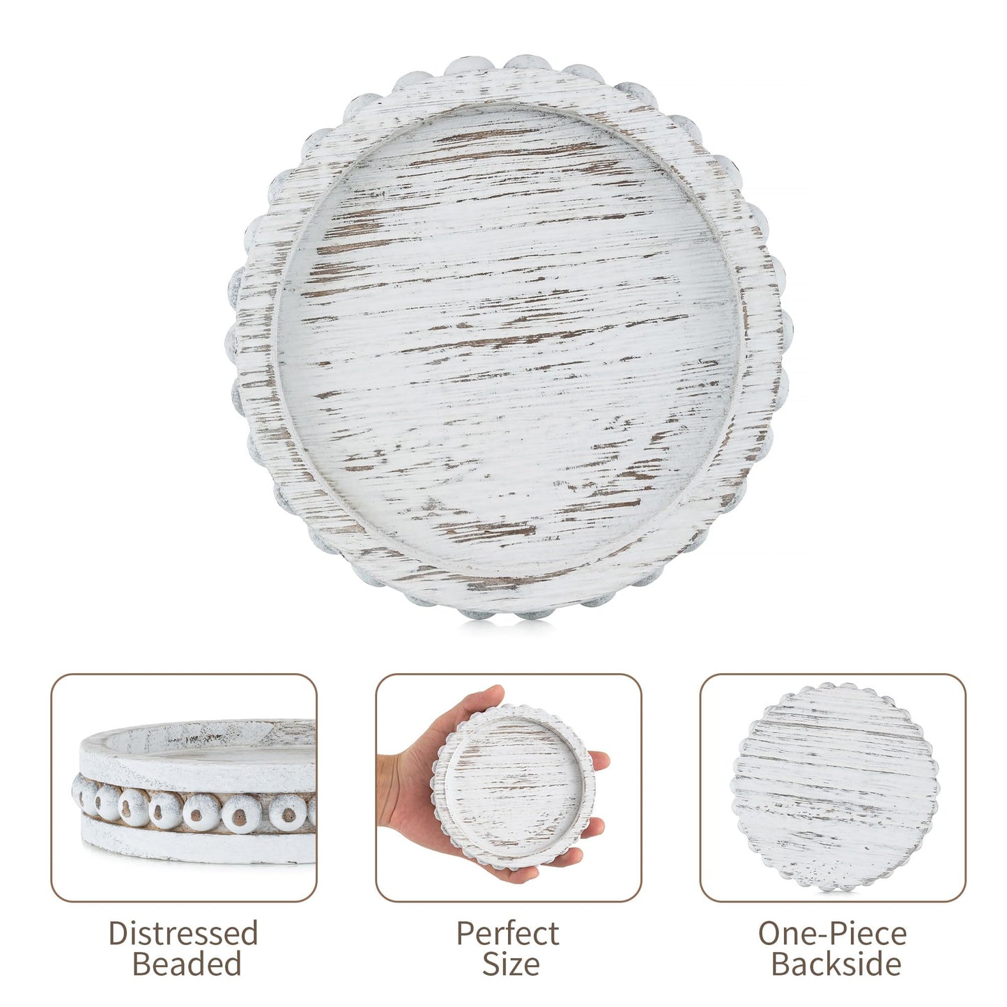 Hanobe Candle Holder for Pillar Candles: Set of 3 Rustic Farmhouse Wooden Candlestick Holders - Whitewashed Candle Stand for Table Centerpieces Fireplace Mantel Home Decor