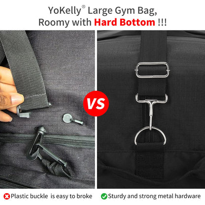 YoKelly 55L Large Duffle Bag for Men Travel - 25 inch Weekender Duffel Bag with Hard Bottom - Black