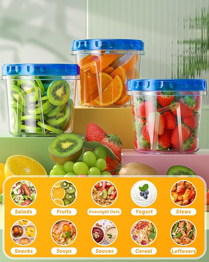 6 Pack-24 oz Freezer Storage Containers, Plastic Food Storage Containers