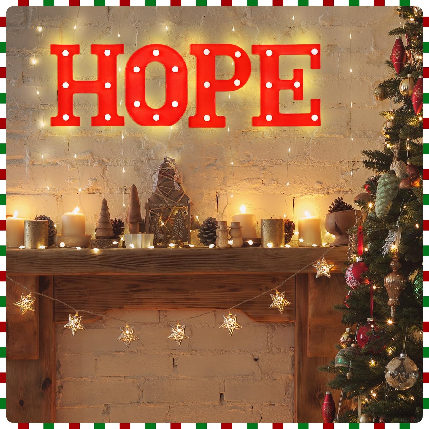 VIHOSE Christmas LED Letter Lights Sign Table Indoor Decoration Christmas Light up Letters Battery Powered Letter for Home Bar Party Bedroom Tabletop Indoor Decoration Gift (Hope)