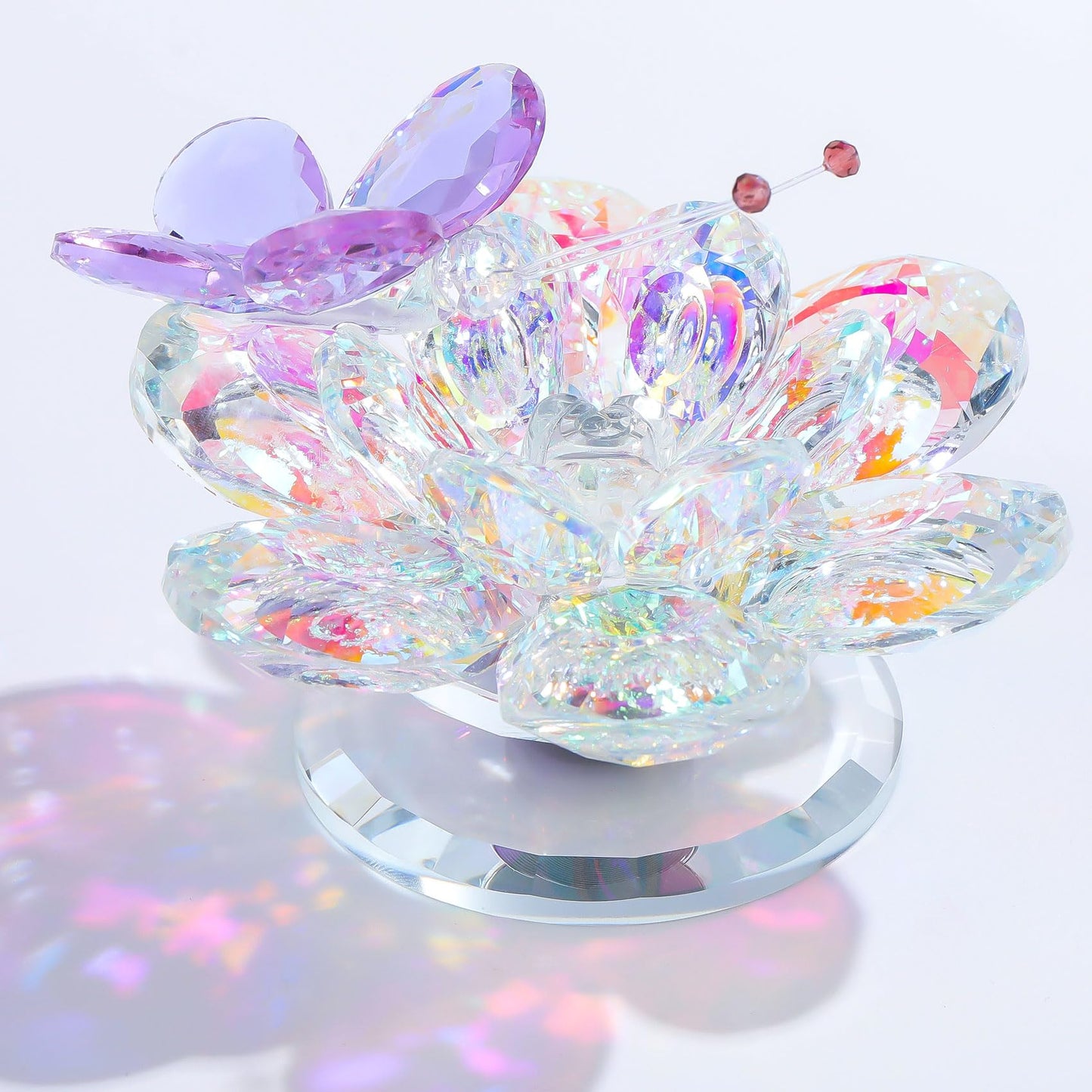 Movdyka Crystal Lotus Flower Decor Purple Butterfly Gifts for Women