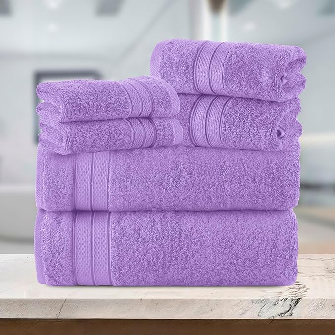 Elegant Comfort Luxury 6-Piece Towel Set, Premium Soft 100% Turkish Cotton
