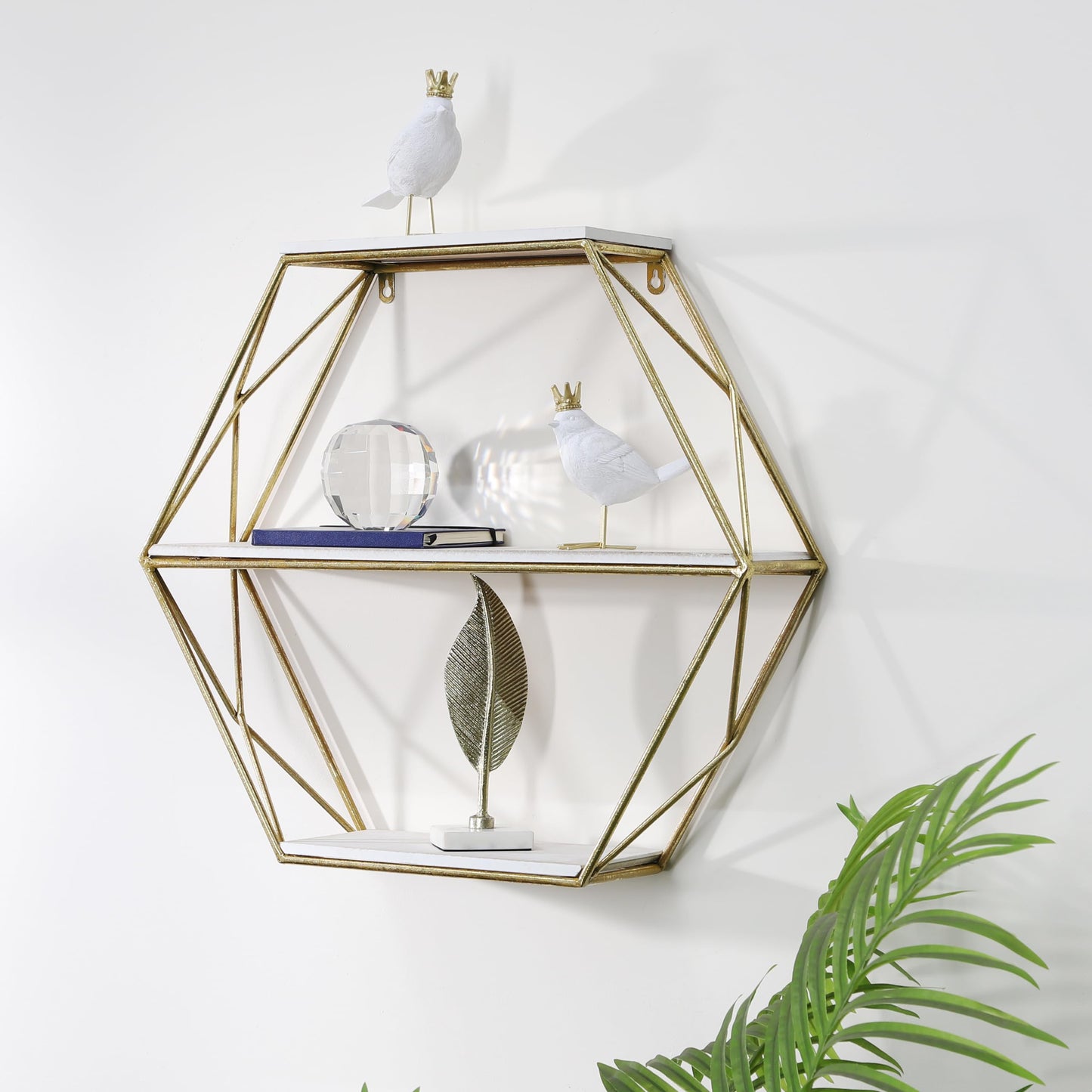 Sagebrook Home Modern Faceted Crystal Glass Orb - Elegant Decorative Accent for Home, Office, Bedroom & Living Room - 4" Clear & Frost