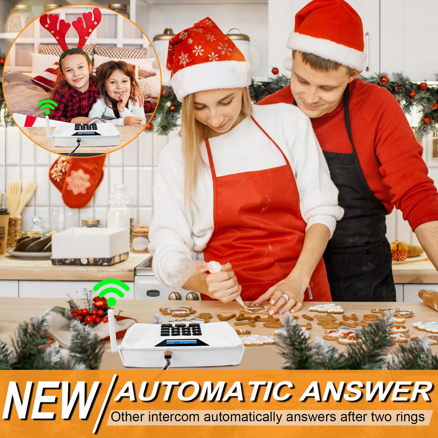 Intercoms Wireless for Home Upgraded, Hands Free Intercom 5300ft, Real-Time Two Way Intercoms for Home with Group Call, Full Duplex Wireless Intercom System for Business Office(4 Pack)