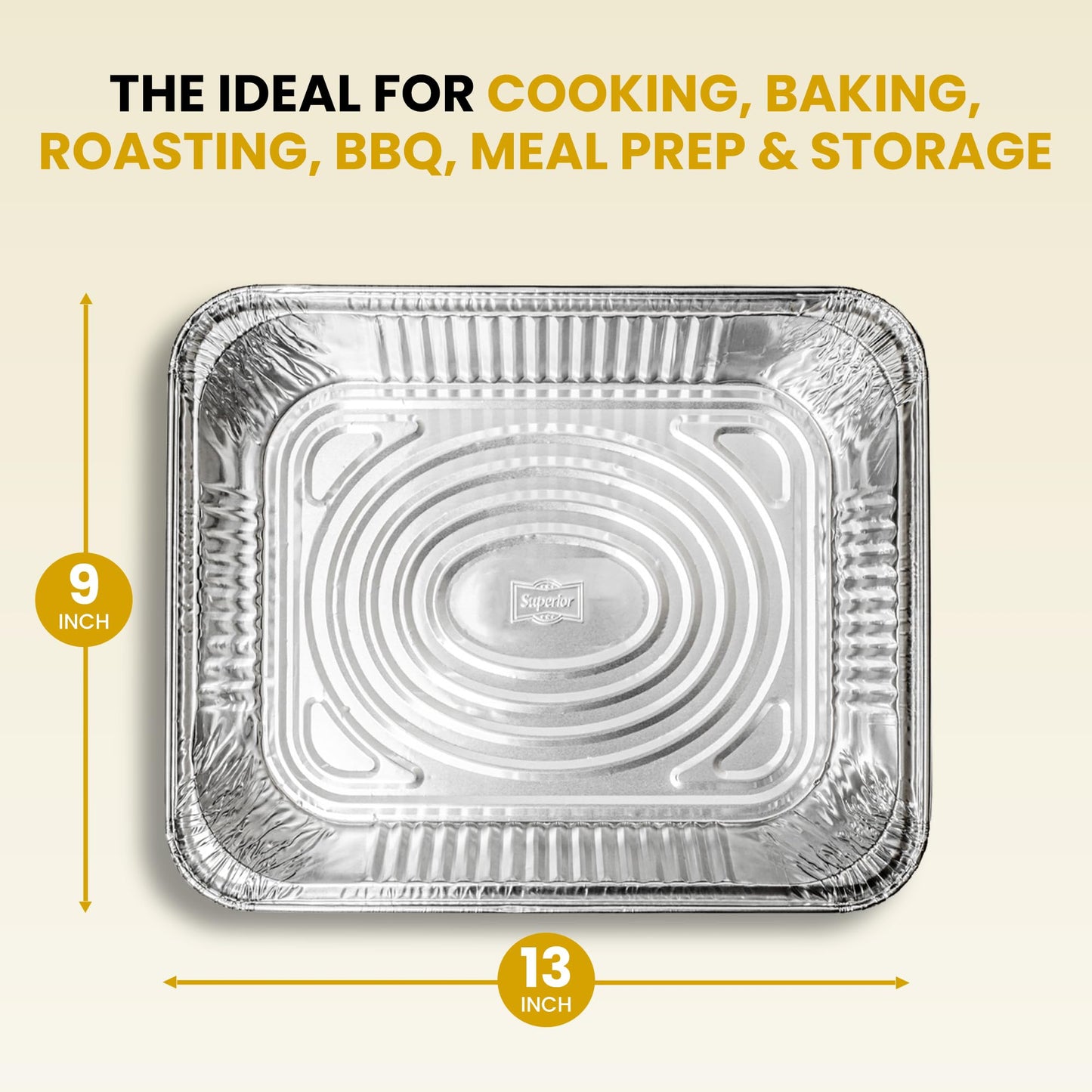 Superior Large Foil Aluminium Trays Pack of 10 – Heavy-Duty Deep Tin Foil Trays 32 x 26 cm Ideal for Cooking Baking Roasting BBQ Meal Prep Storage Tray – Foil Containers for Christmas Parties