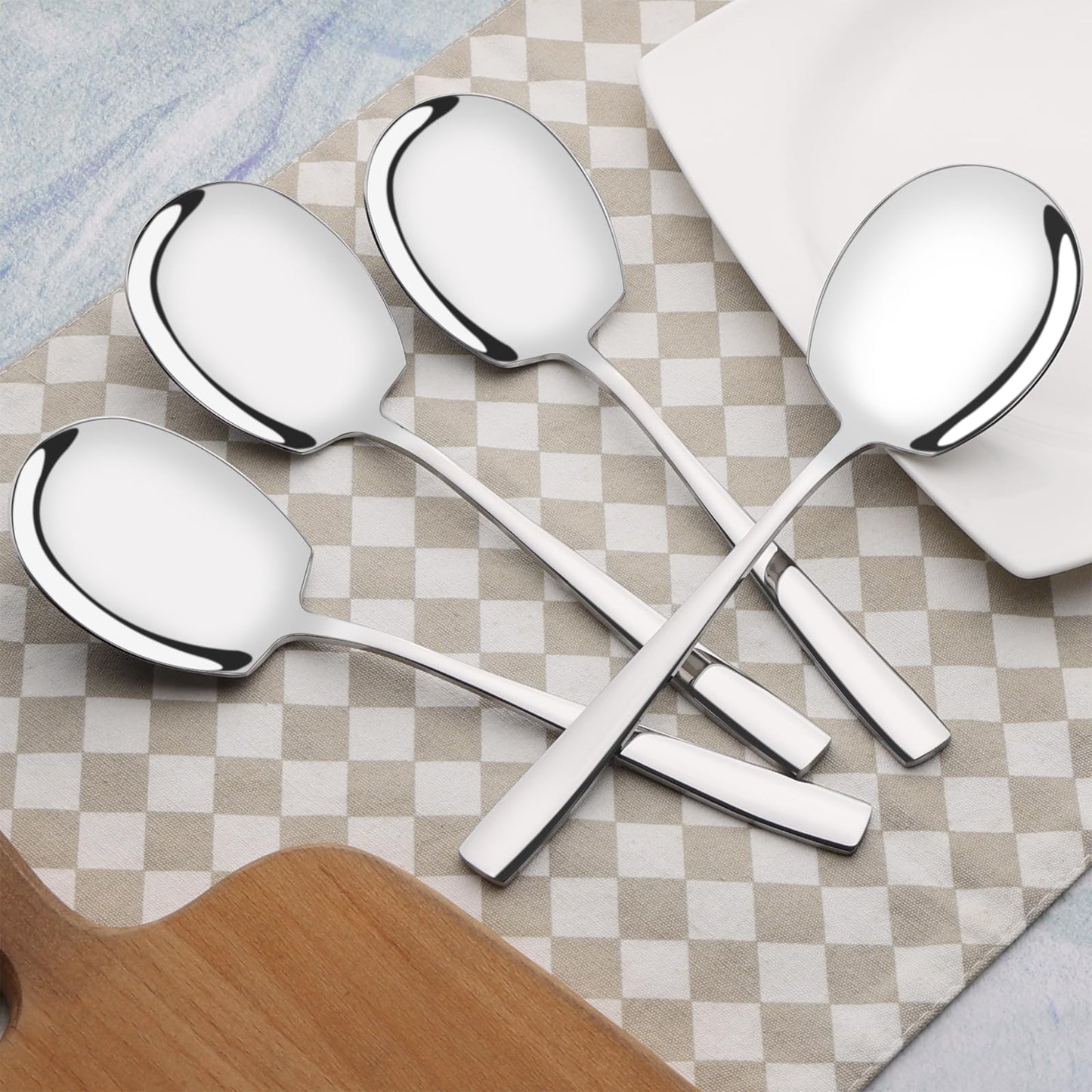 Ewingger 6 Pieces Stainless Steel Serving Spoons, Large Buffet Serving Spoons