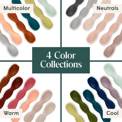 Simka Rose Silicone Baby Spoons Self Feeding 6 Months - First Stage Infant Spoons for Babies & Toddlers- Baby Led Weaning Spoons Set of 6- Easy on Gums Food Training Utensils Dishwasher Microwave Safe