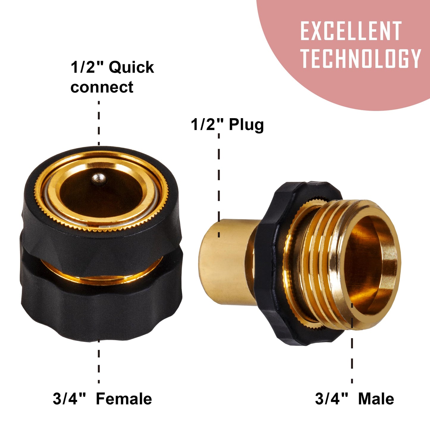 WOJET Pressure Washer Hose Fittings, M22-14mm to 3/8” Pressure Washer Quick Connect Kit, Quick Release Male Female Adapter Set for Power Washer, Hose & Gun