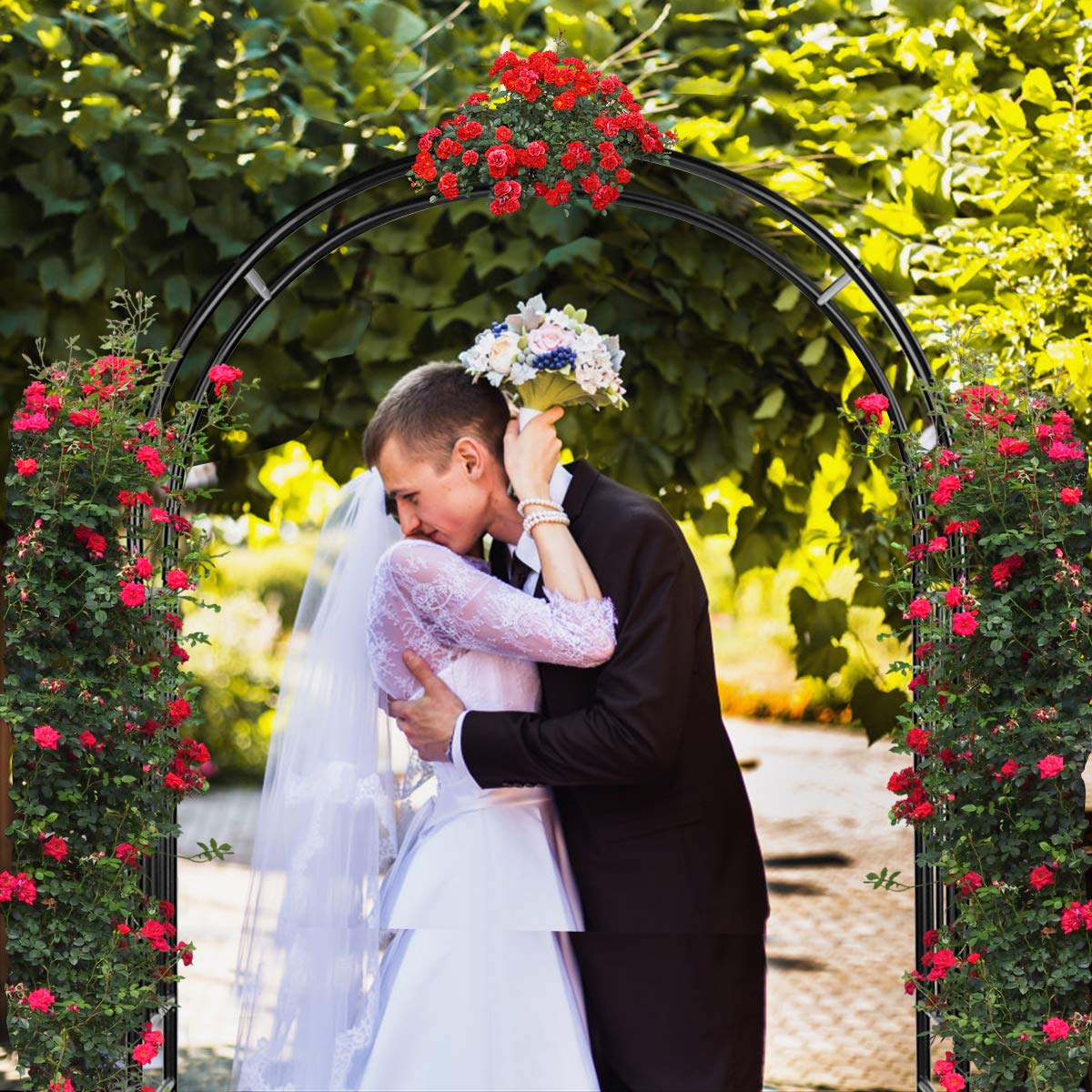 S AFSTAR Metal Garden Arch, 7.2ft/86 Outdoor Arbor for Various Climbing Plant Flower, Arch Trellis for Wedding Garden Bridal Party Festival Decoration, Easy-to-Assemble