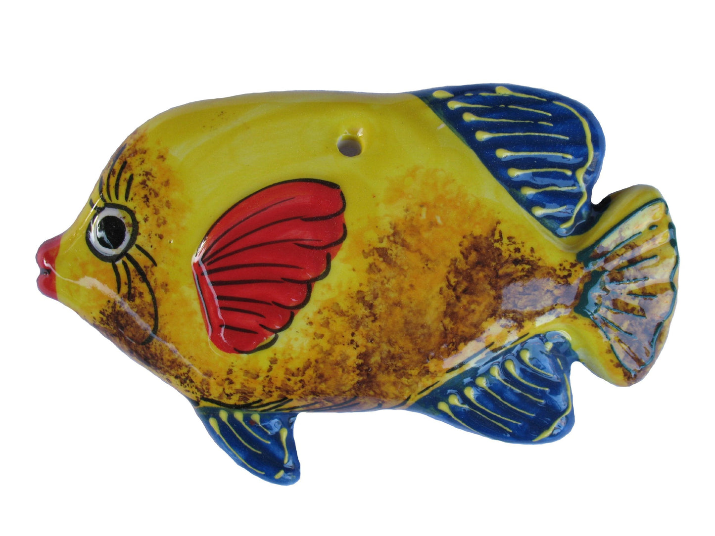 Cactus Canyon Ceramics Spanish Piranha Fish Wall Hanger, Yellow