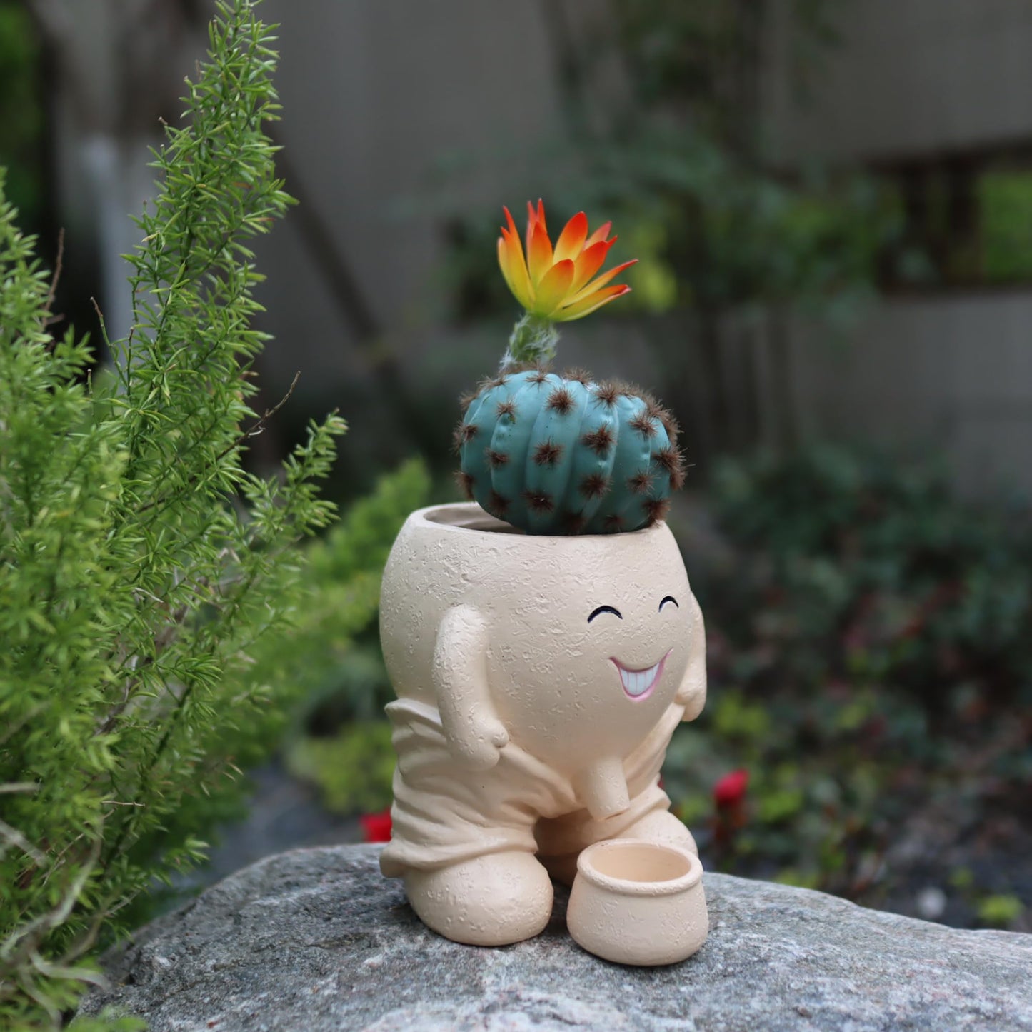 Dolkgy Cute Head Planter, Face Flower Pot Fun Head Vase for Plants for Indoor Outdoor Décor, Unique Cactus Office Plant Pots