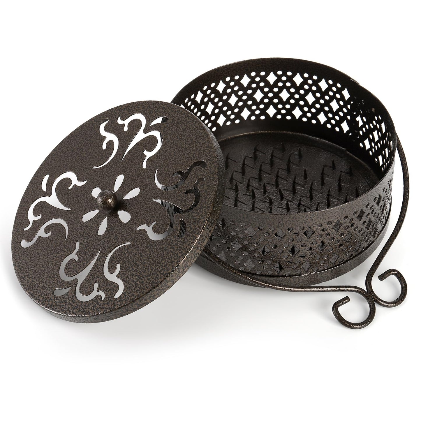 Kingrol 2 Pack Mosquito Coil Holders with Handles, Retro Portable Mosquito Incense Burners for Indoor Outdoor