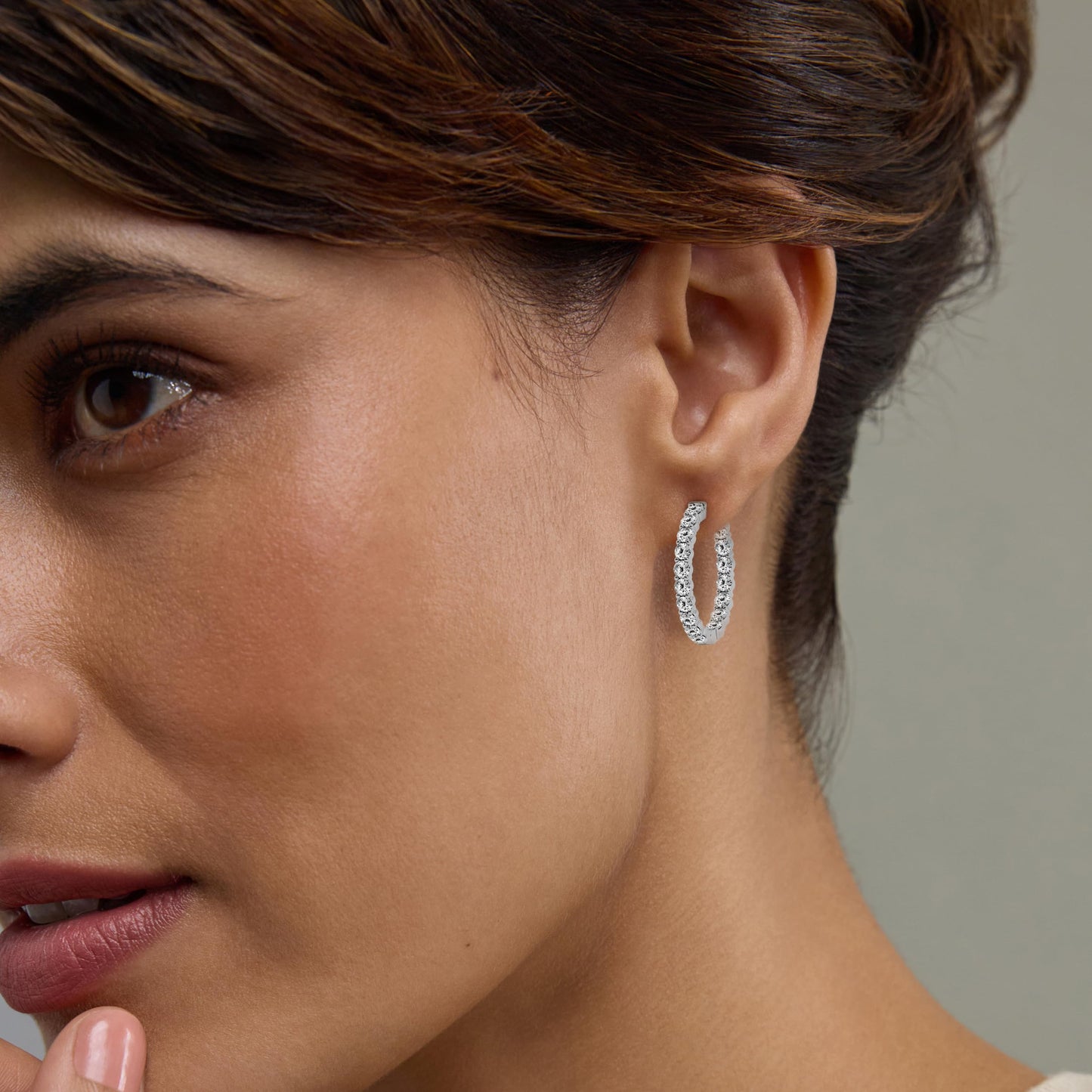 Belacqua 5.00 Carat Round Lab Grown Inside Out Diamond Hoop Earrings in Sterling Silver, Color G+, Clarity SI, Prong Set, Fine Jewelry for Women, Gift Box Included