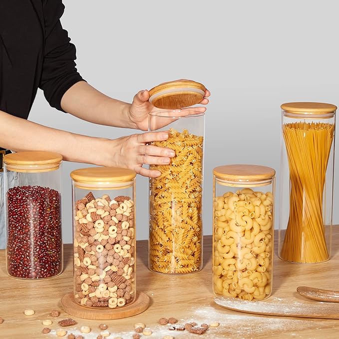 Vtopmart 70oz Glass Food Storage Jars, 3 Pack Large Kitchen Containers