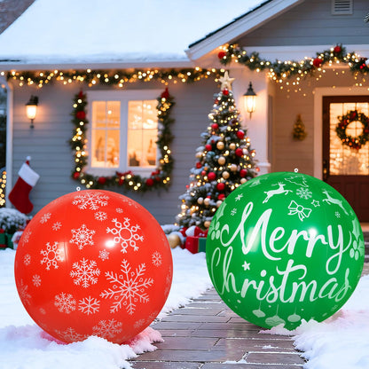 Wlicon 2 PCS 32 Inch Large Christmas Inflatable Balls Outdoor Inflatable Christmas Ball Ornaments for Xmas Garden Lawn Yard Holiday Front Door Window Decoration