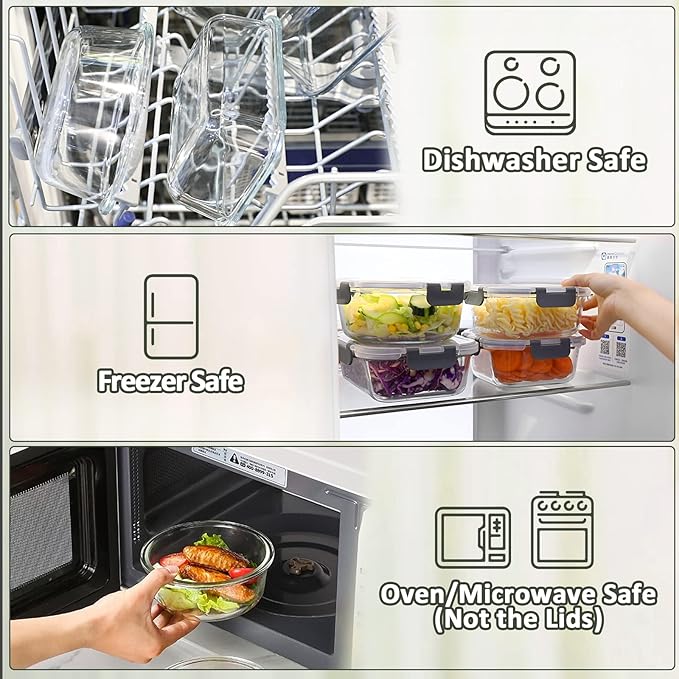 M MCIRCO 30 Pieces Glass Food Storage Containers
