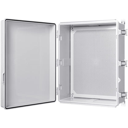 Gratury Junction Box, IP67 Waterproof Plastic Enclosure for Electrical Project, Hinged Grey Cover, Includes Mounting Plate and Wall Bracket 510×410×200mm (20"×16.1"×7.9")