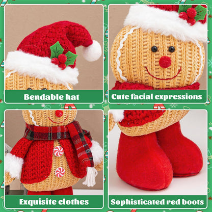 quescu 2PCS Gingerbread Christmas Decorations Indoor,Christma Gingerbread Man Plush,Christmas Stuffed Doll Gifts for Tiered Tray Party Decor Home