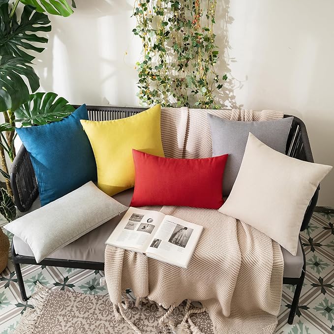 MIULEE Pack of 2 Decorative Outdoor Solid Waterproof Throw Pillow Covers Faux