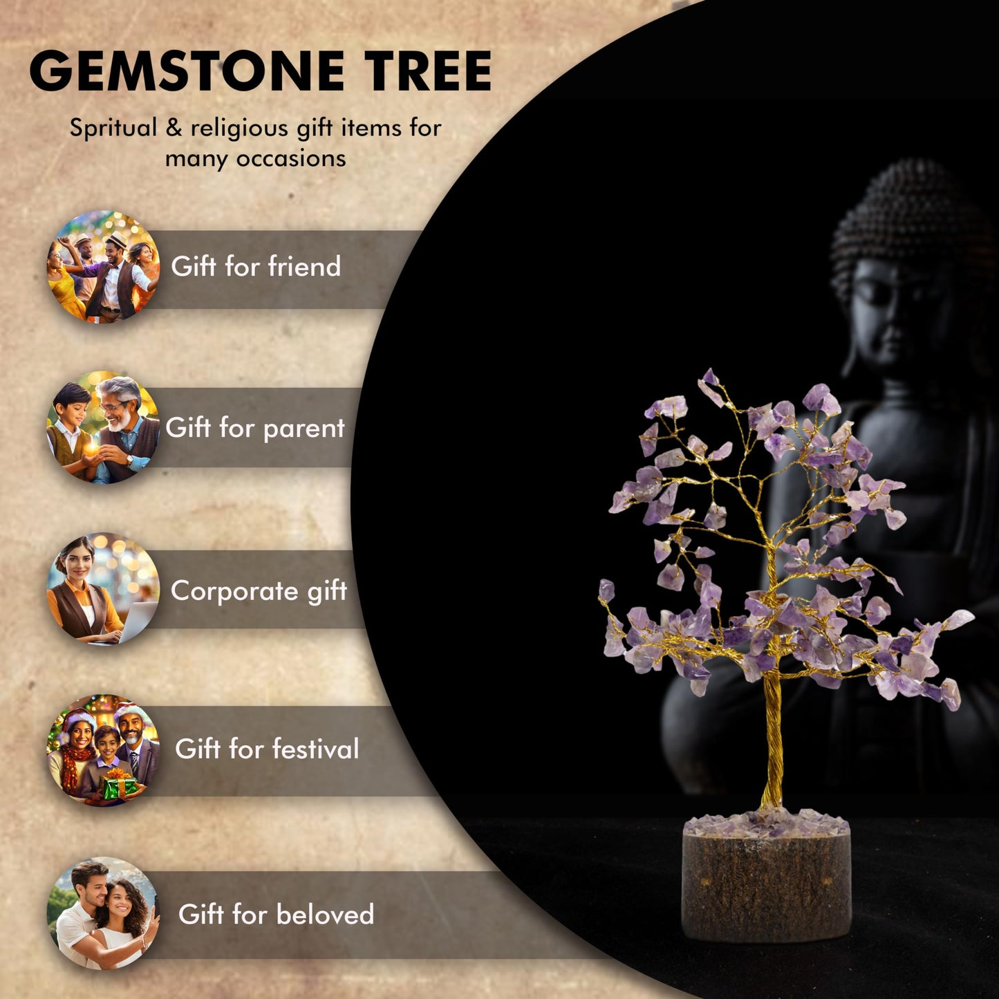 Crystal Tree for Home Decorations Crystals and Healing Stones Witchy Room Crystal Decor Tree Crystal Gifts Gem Tree Christmas Tree Stands for Real Tree (Amethyst Tree)