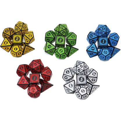 SmartDealsPro Double-Colors Polyhedral Dice Sets with Pouches for D&D DND RPG MTG Dungeon and Dragons Table Board Roll Playing Games D4 D6 D8 D10 D% D12 D20 (5-Color Retro Sets)