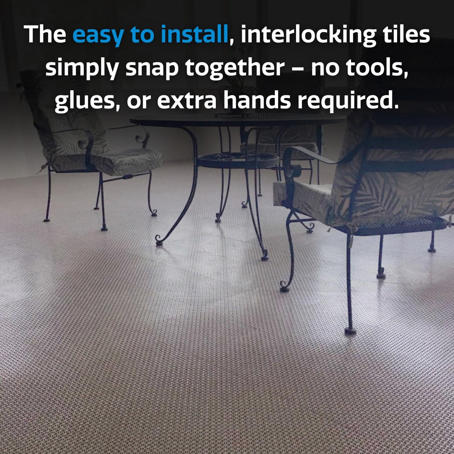 Big Floors DuraGrid Deck Tiles, Interlocking Outdoor Tiles for Patio, Self-Draining, UV-Resistant, Water-Resistant Modular Flooring, Easy Install, 40 Pack, Gray