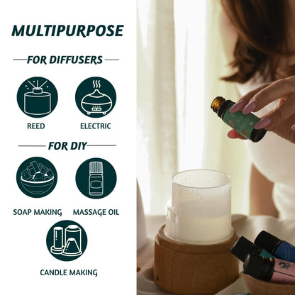 Folkulture Christmas Essential Oils for Diffuser | Set of 6 Essential Oils Set for Home | Peppermint, Candy, Apple Tart, Cranberry, Vanilla (Christmas Magic) | Aromatherapy Xmas Gift