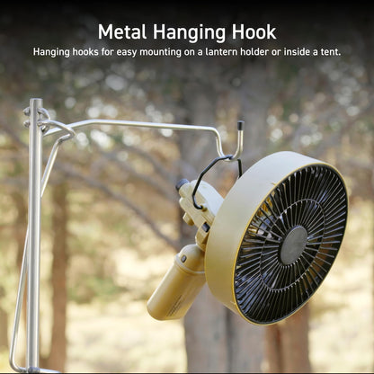 ELECOM NESTOUT Outdoor Camping Fan with Tripod, 4 Speed Settings & Breeze Mode, 3 Angle Oscillation, 90° Adjustable Tilt, Timer (30/60/90 mins), USB C Compatible, Portable Tent Fan (Black Full Kit)