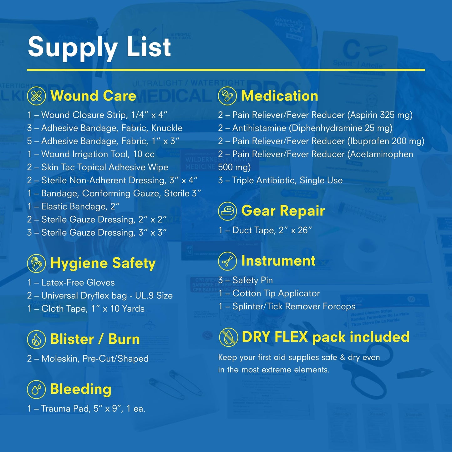 Adventure Medical Kits Ultralight & Watertight Medical Kit Pro - Emergency First Aid Kit with Laerdal CPR Mask, Irrigation Syringe, Wound Closure Strips & More