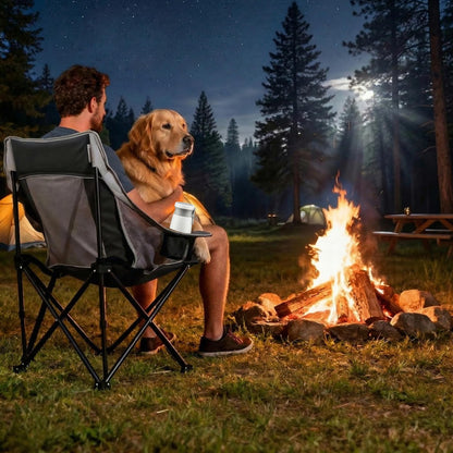 SUNNYFEEL 2 Pack Lightweight Oversized Camping Chairs for Adults Portable Folding Chair with Side Pockets & Cup Holde for Beach,Fishing,Trip,Picnic,Lawn,Concert Outdoor, Carry Bag Included