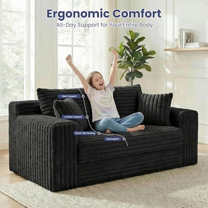 3-in-1 Convertible Sofa Bed: Boneless Loveseat Sleeper & Folding Couch Bed