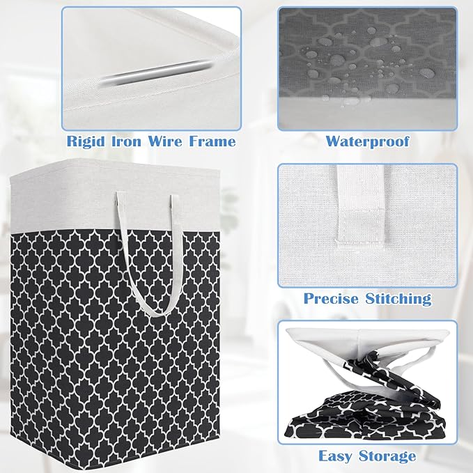 BlissTotes 3-Pack Laundry Basket, Freestanding＆Waterproof Laundry Hamper