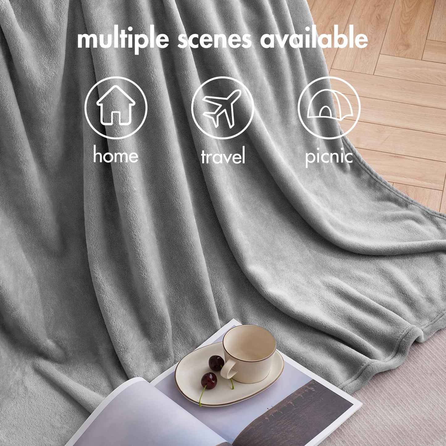 MIULEE Flannel Fleece Throw Blanket Soft Fluffy Solid Color Comfortable Plush Warm and Cozy for Bed Sofa Bedroom Travel/Single Silver Grey 51x60 Inch 130x150cm