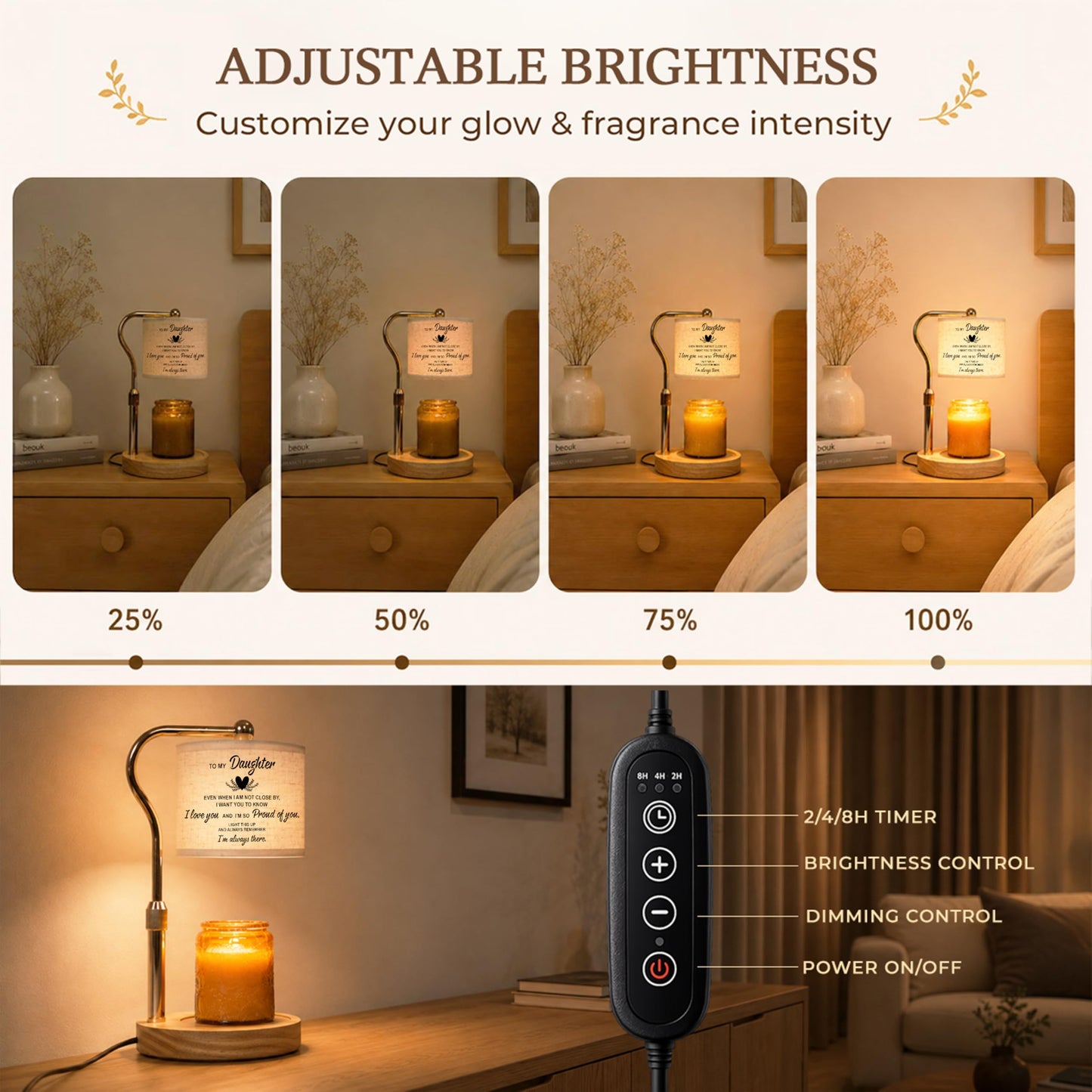 GIFTELIX Candle Warmer Lamp with Timer Dimmable - Christmas Birthday Gift for Women Daughter from Parent Mom Dad - Unique Table Lamp Flameless Melter Adjustable Height Warmers with 2 Bulbs Home Decor