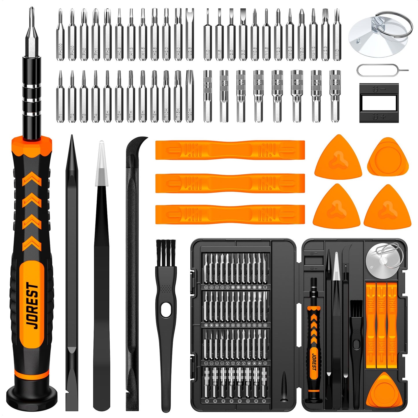 JOREST 59Pcs Small Precision Screwdriver Set with Torx T5, T6, T8, Mini Repair Tool Kit for MacBook, Computer, Laptop, iPhone, PS4 PS5, Xbox, Switch, Eyeglasses, Watch, PC, Ring Doorbell, Electronic