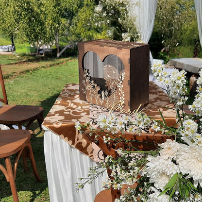 OurWarm Wedding Card Box for Party, Wooden Card Boxes for Reception, Rustic Wedding Box for Cards and Money, Envelope Money Box Gift Cards Box for Graduation Baby Shower Birthday Decor