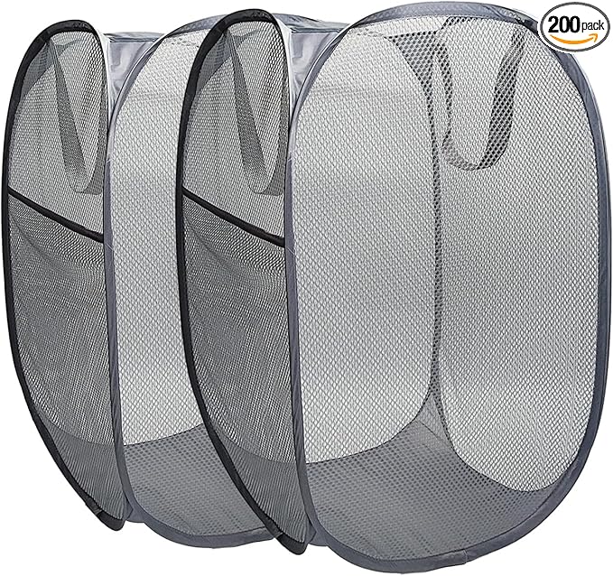 The upgraded pop-up laundry basket features a breathable side pocket mesh design