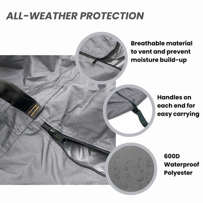 EliteShield Full Canoe Kayak Cover; Waterproof UV Resistant 600D Marine Grade Polyester Canoe Kayak Boat Storage Cover fits 17 ft-18 ft Long, 120 Inches Girth Gray Color