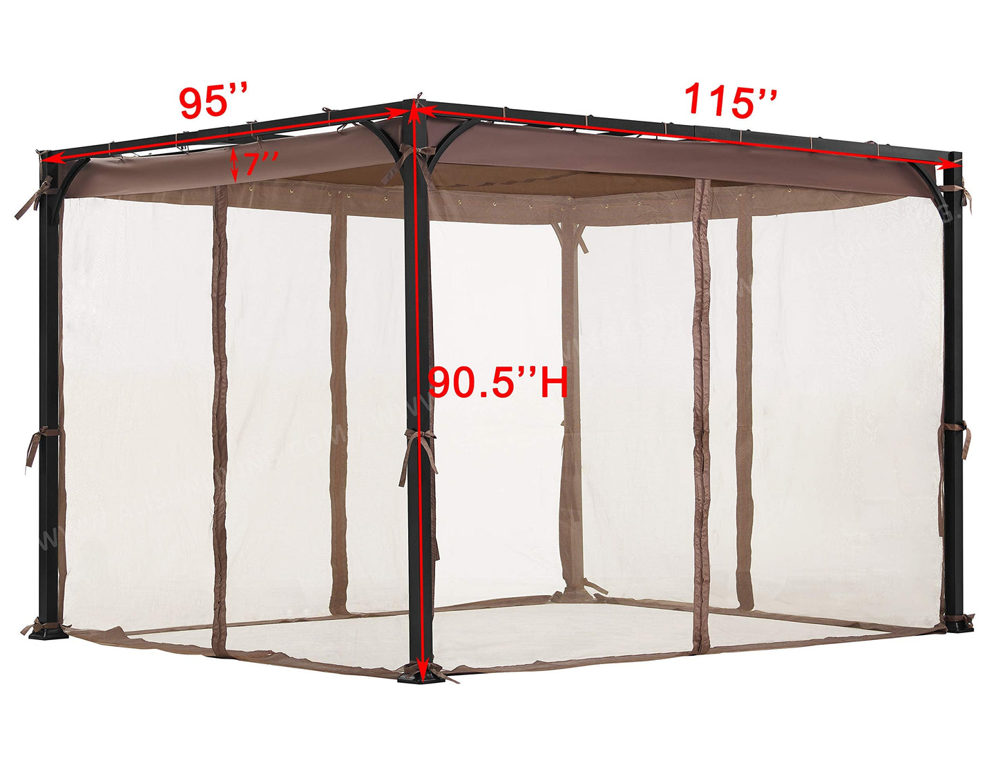 Replacement Mosquito Net for Flat-Roof Pergola - Mesh Bug Net Only (8 ft. x 10 ft., Brown)