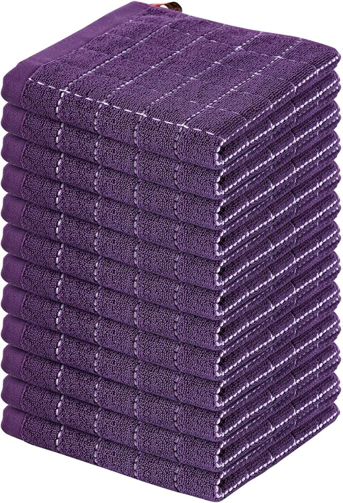 Homaxy 100% Cotton Terry Kitchen Dish Cloths, Ultra Soft and Absorbent Dish