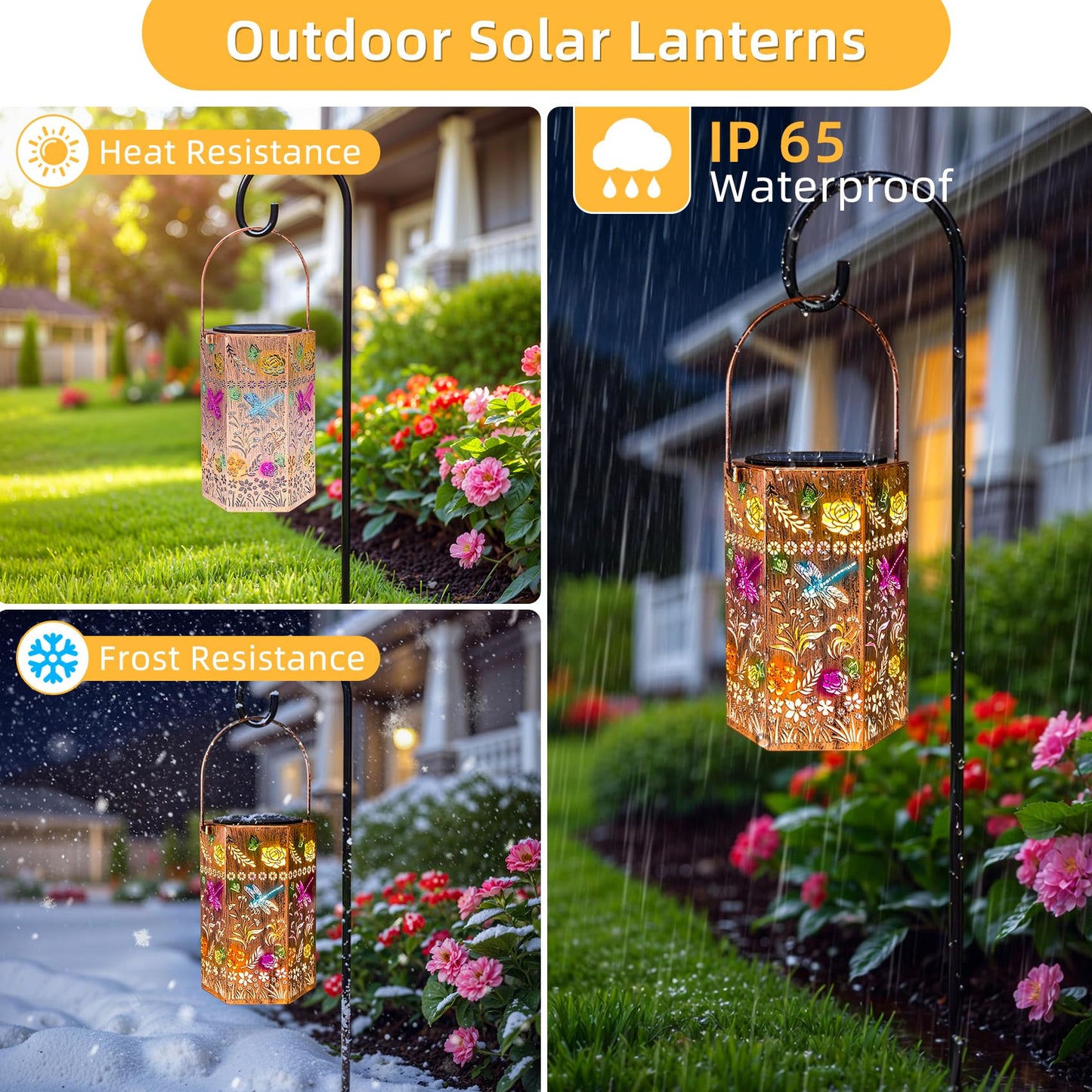Singingarden Outdoor Gifts for Women - Dragonfly Outdoor Solar Lantern Garden Decor Patio Decor for Yard, Patio, Pathway