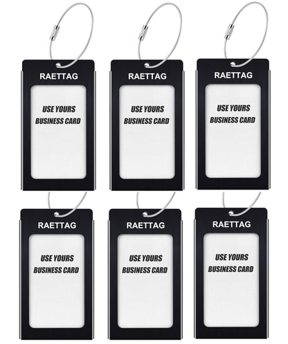 WeBravery Luggage Tags Metal Suitcase Tags Travel Bag ID Identifier Luggage Tag (Black 6-Pack)
