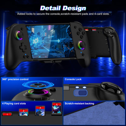 Switch Controllers Compatible with Nintendo Switch/OLED, One-Piece Joypad Controller Replacement for Switch Pro Controller with 9 Lights Color, Switch Remote for Users Who Prefer Handheld Mode