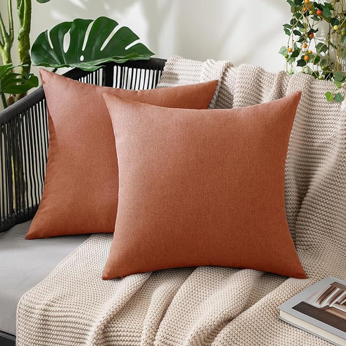 MIULEE Pack of 2 Decorative Outdoor Solid Waterproof Throw Pillow Covers Faux