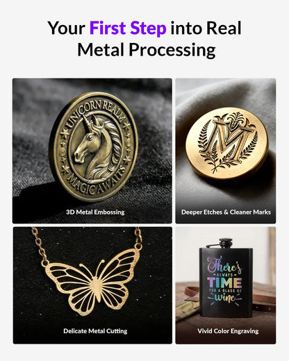 WeCreat Lumos Flex 15W Fiber & 15W Diode Dual Laser Engraver, Built-in 50MP Camera, 10000mm/s Ultra Fast, 3D Embossing, Metal Cutting, Color Marking on Metal, Portable Desktop Laser Engraving Machine