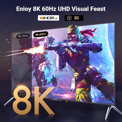 UGREEN Uni-Directional DisplayPort to HDMI Cable Braided 8K@60Hz, 4K@120Hz, 2K@240Hz DP 1.4 to HDMI 2.1 Male to Male Support 3D/HDCP 2.3/Active HDR Multi-Screen for Monitor Projector Laptop (2M)