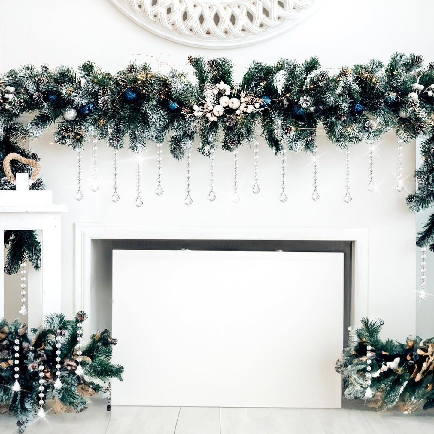SHENLIU 100 Pcs Clear Acrylic Crystal Ornament Hanging Glass Crystals Beads Clear Acrylic Prisms Pendant Ornaments for Centerpieces, Chandelier, Celebration, Wedding, Christmas, Window Home Decoration